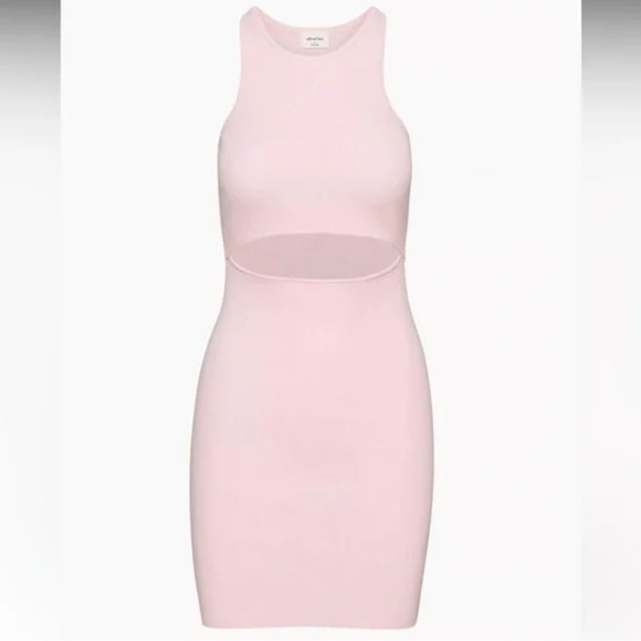 Aritzia Wilfred Free Cut-Out Knit Tank Mini Dress in Strawberry Puff Size Large - Picture 9 of 9